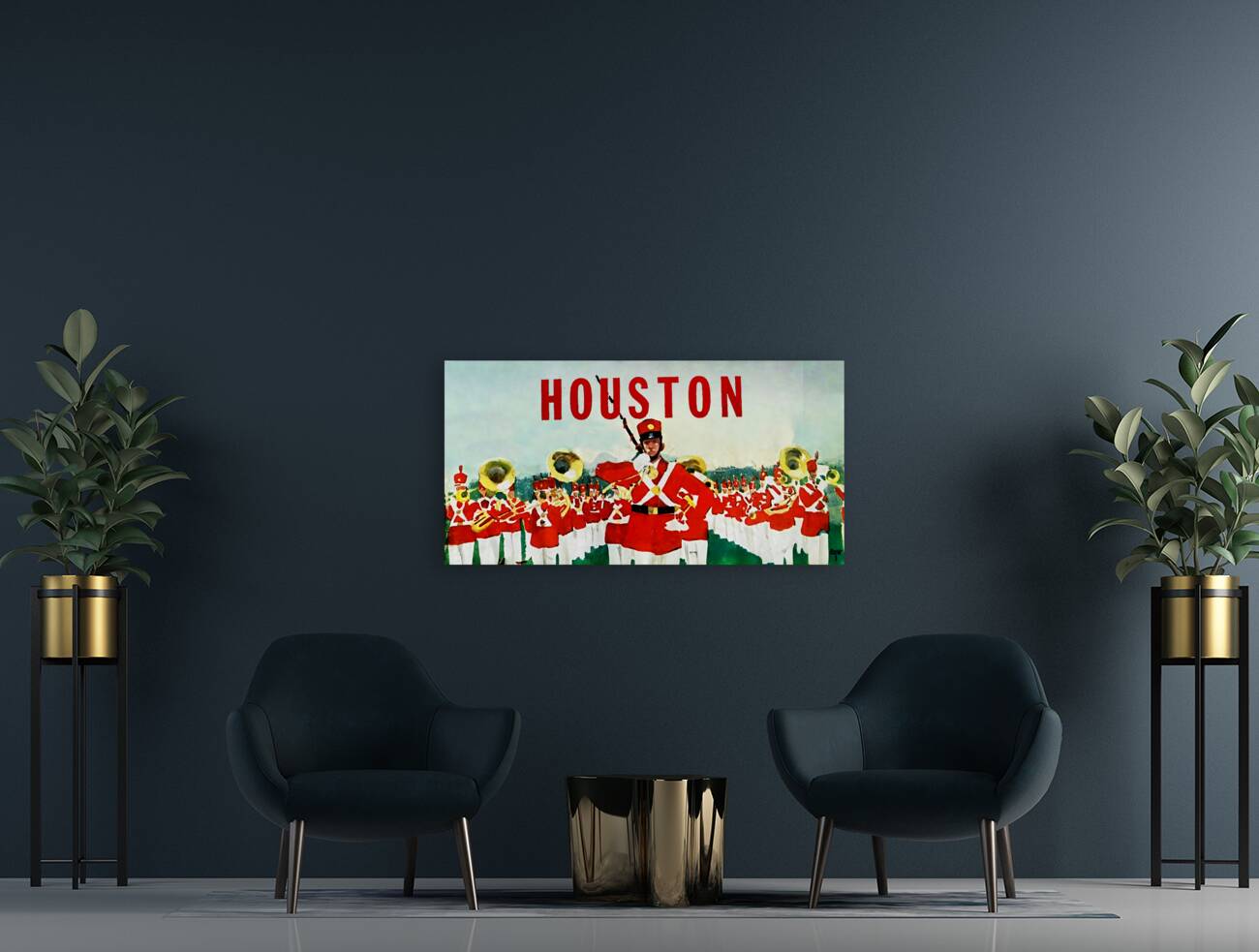 vintage houston marching band art  Reproduction