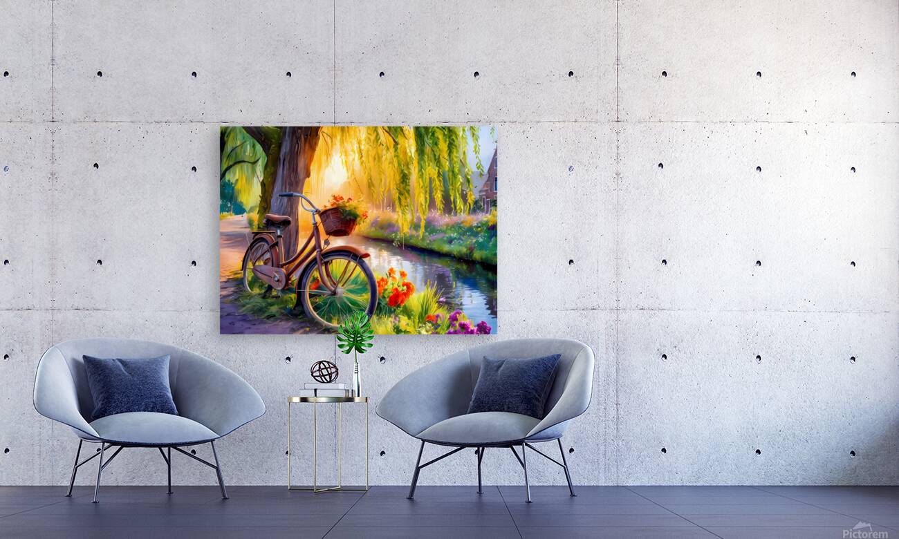  the bicycle beside river  Reproduction