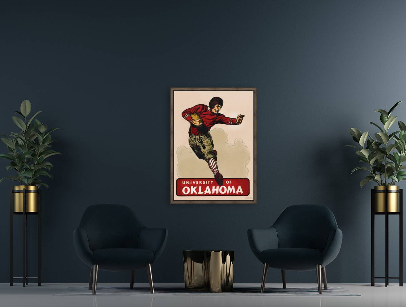 Vintage University of Oklahoma Football Player Reproduction