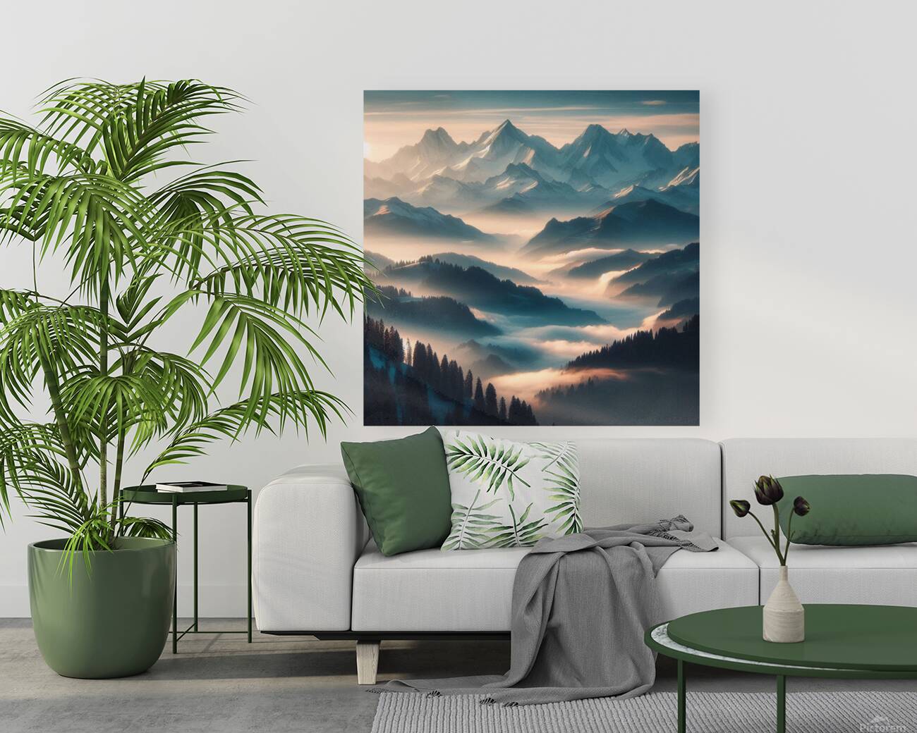 Mountain Peaks at Dawn Reproduction
