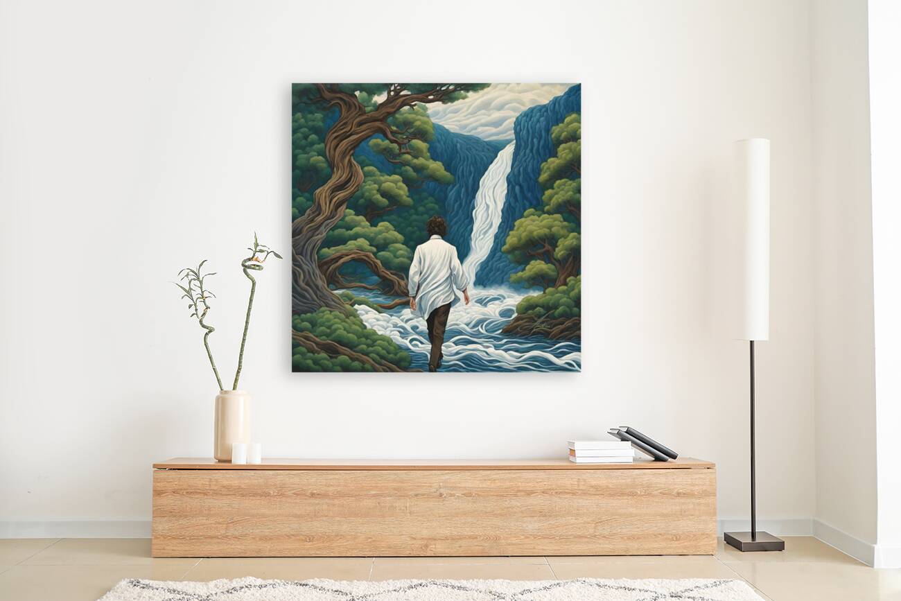 Falls at the Wild Sapphire River Reproduction