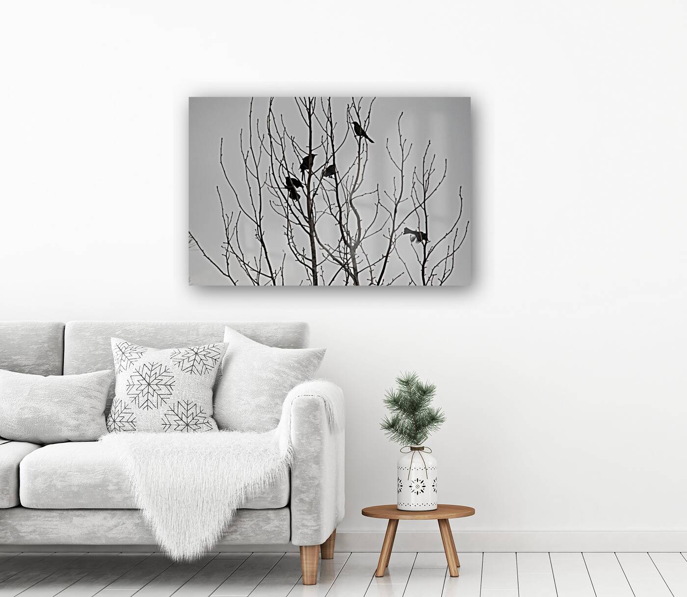 Silhouette Birds in a Tree Reproduction