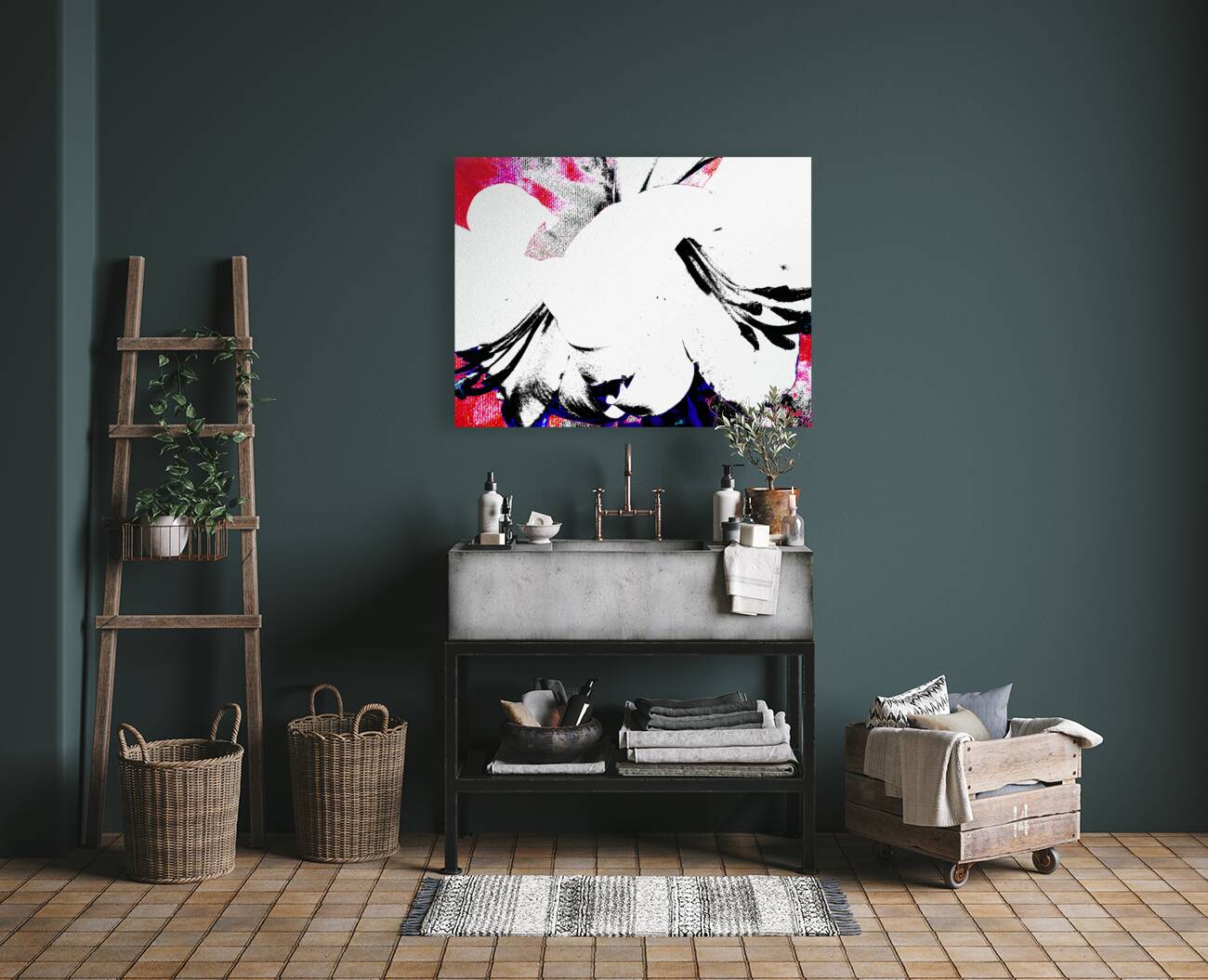 Abstract Black and White Lilies Reproduction