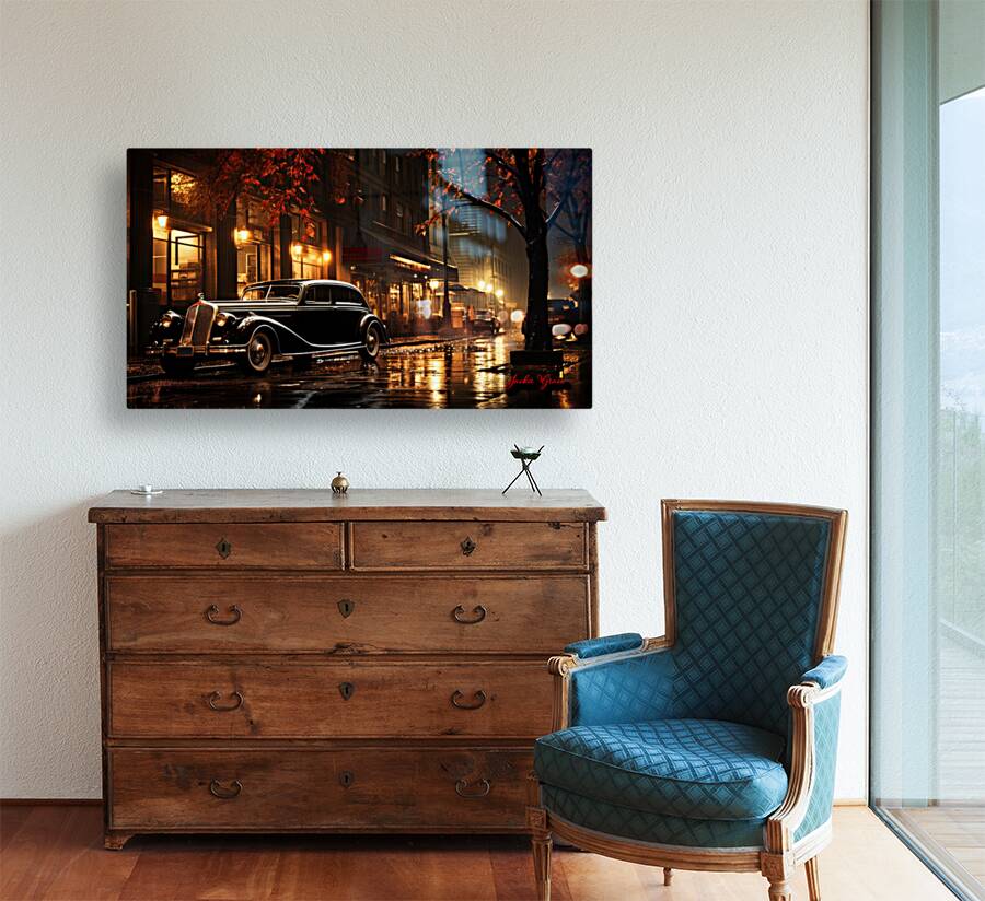Night Fall Vintage Car Scene 1 Reproduction