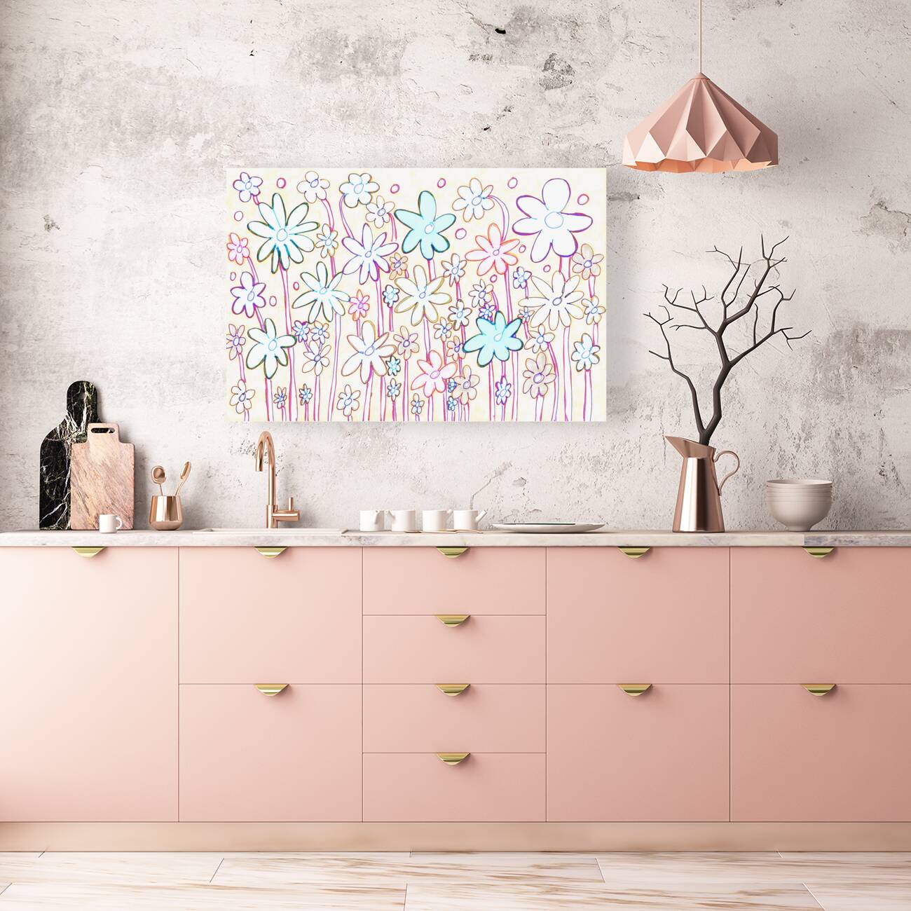 Abstract Pastel Floral Display Reproduction