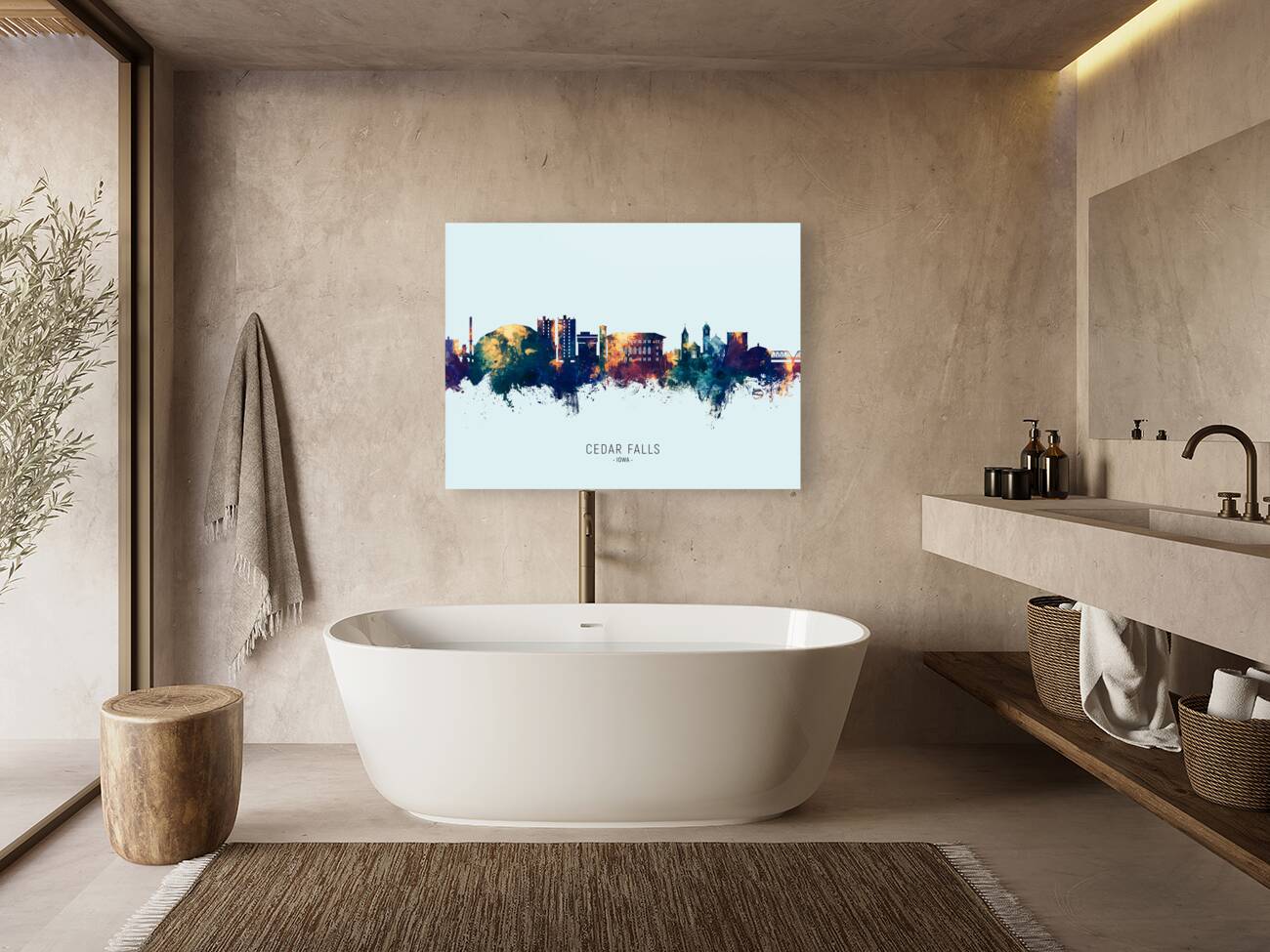 Cedar Falls Iowa Skyline Reproduction