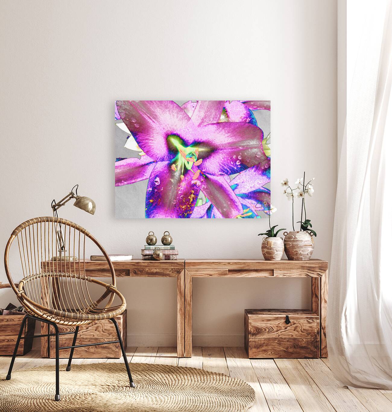 Abstract Colour Popping Lilies  Reproduction