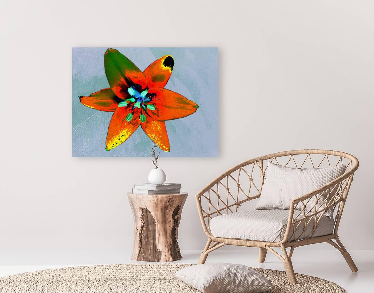 Abstract Vibrantly Coloured Single Lily Flower Reproduction