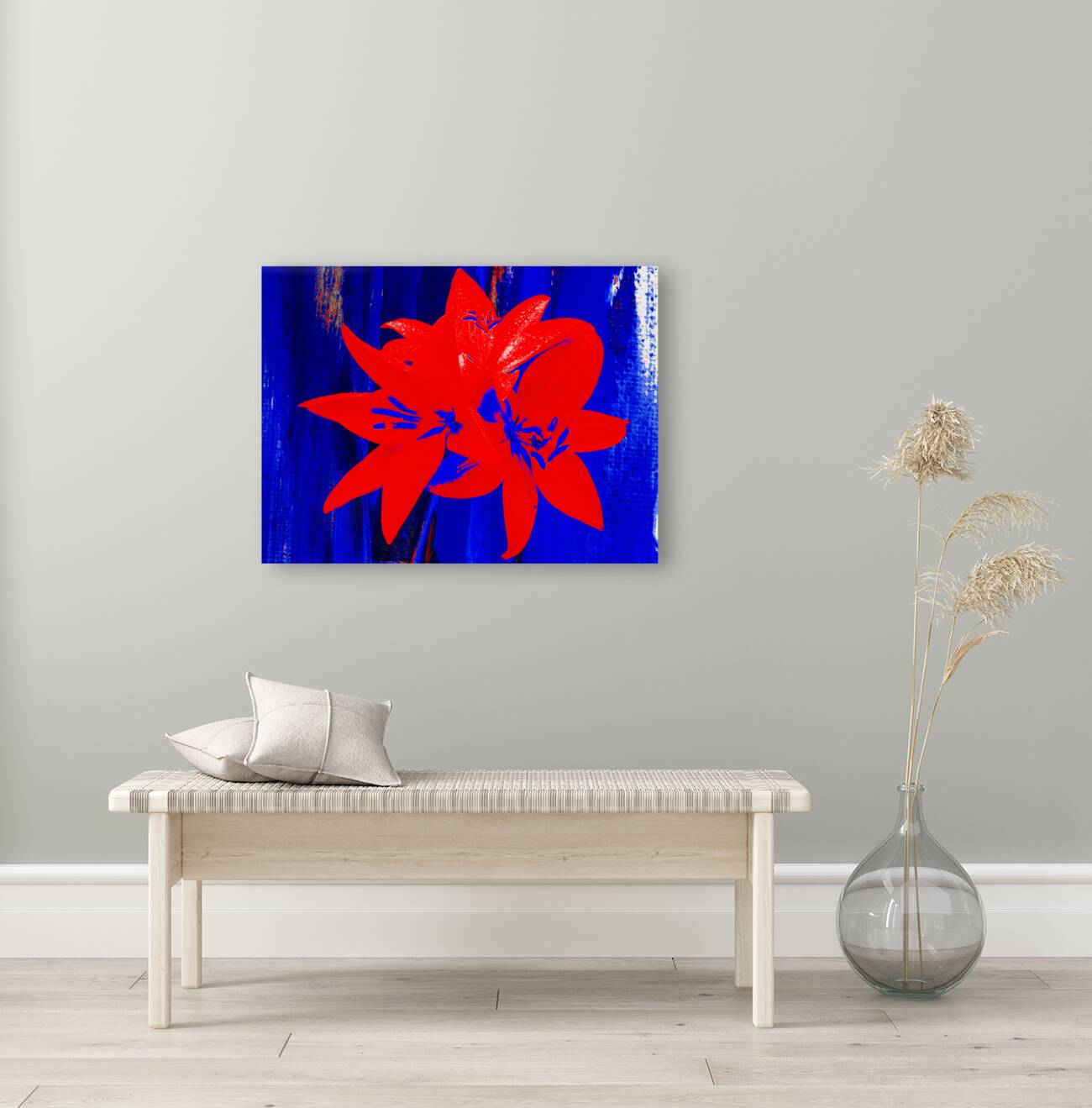  Abstract Bright Trio of Lilies Reproduction