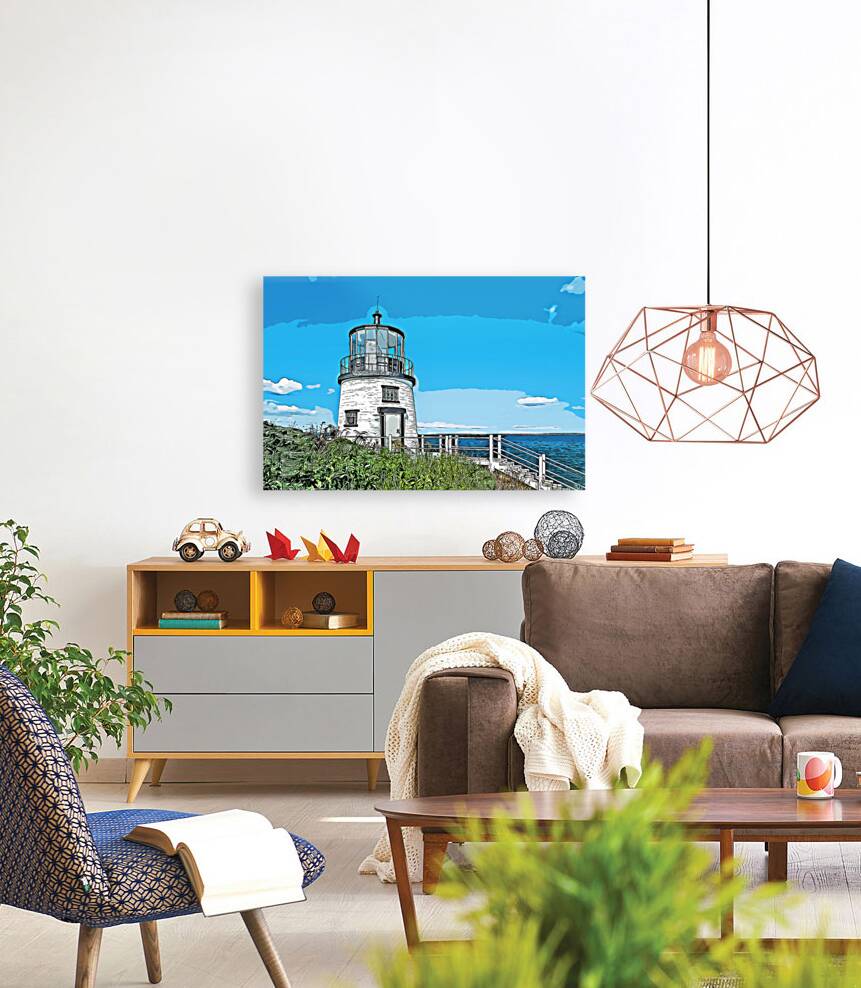 Owls Head Light Overlooks Rockland Harbor in Maine - Illus. Reproduction