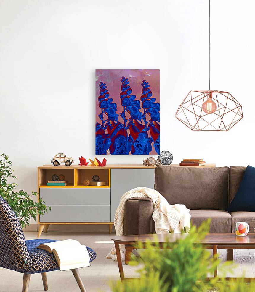 Abstract Vibrant Foxgloves on an Abstract Background Reproduction