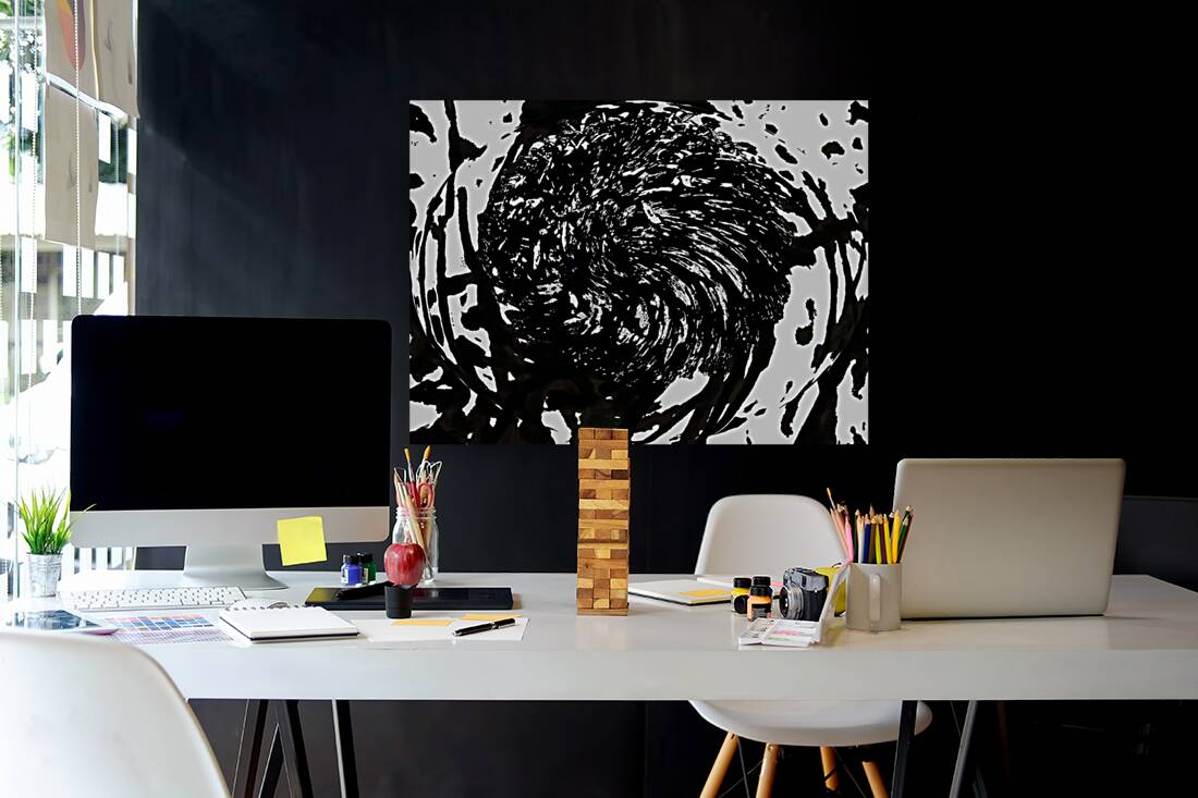  Abstract Swirling Black and White Woodland Plant Reproduction
