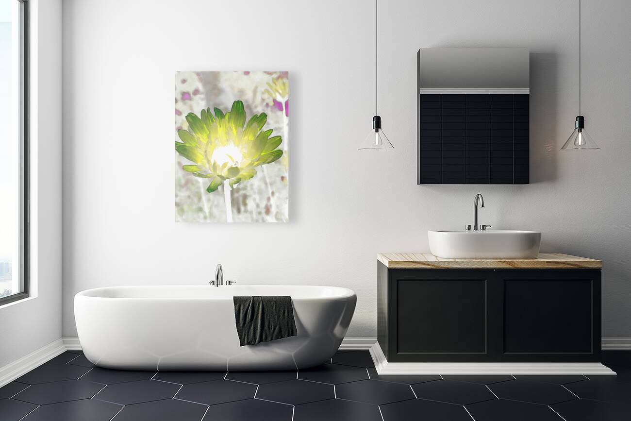 Abstract Impressionistic Illuminated Daisy Flower Reproduction