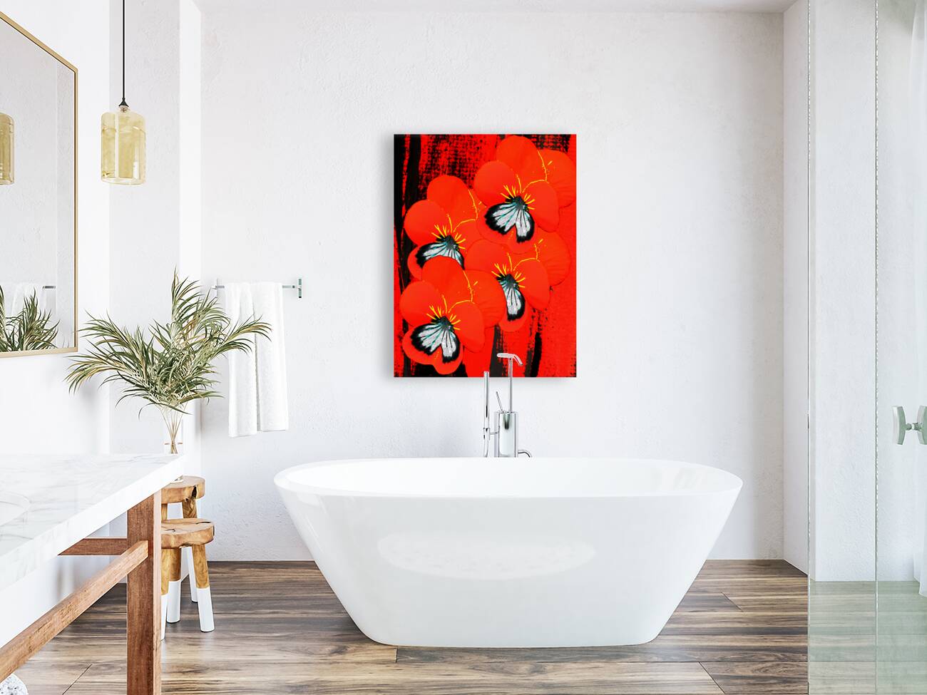  Abstract Red Pansy Bouquet  Reproduction