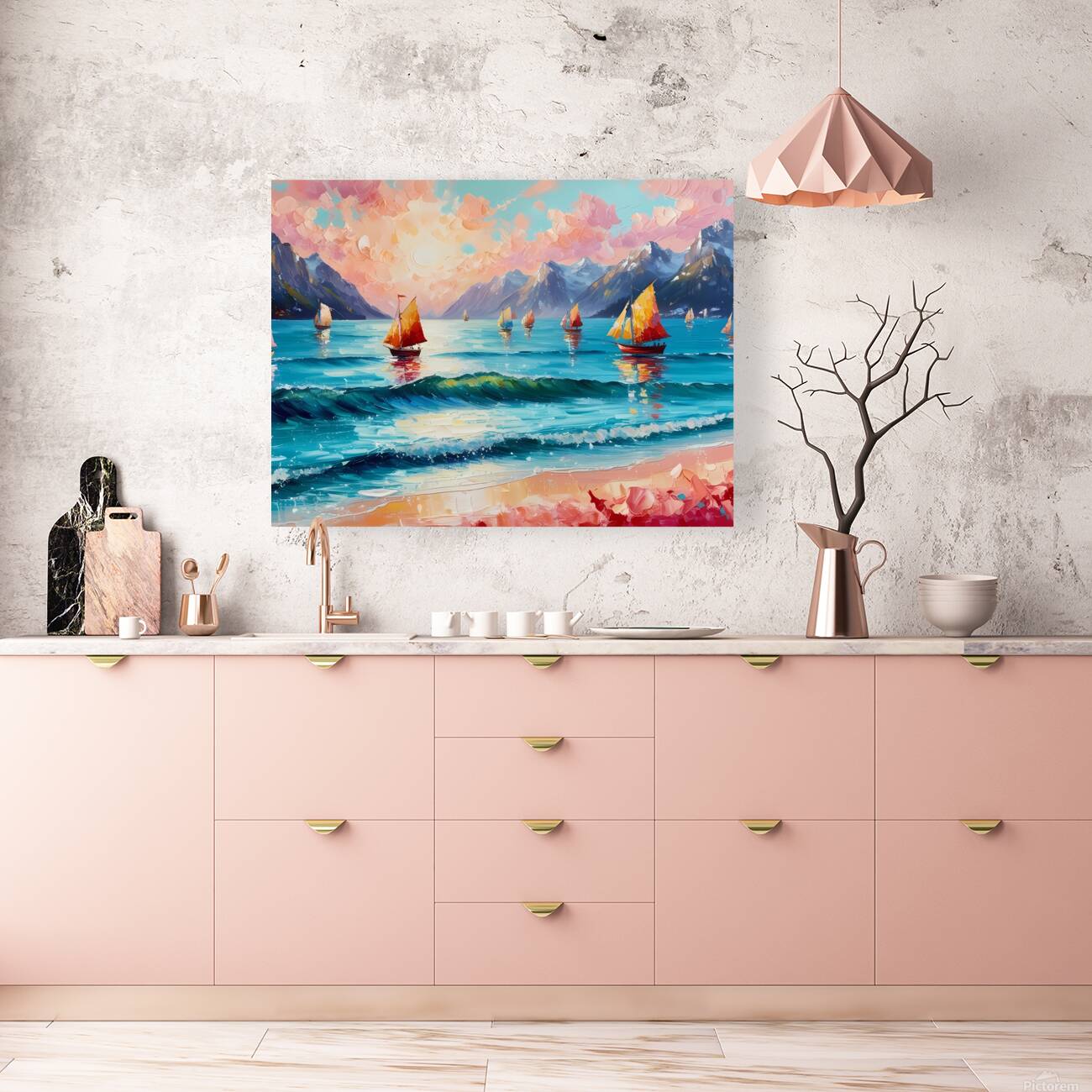   the Sea boats - Mountain Reproduction