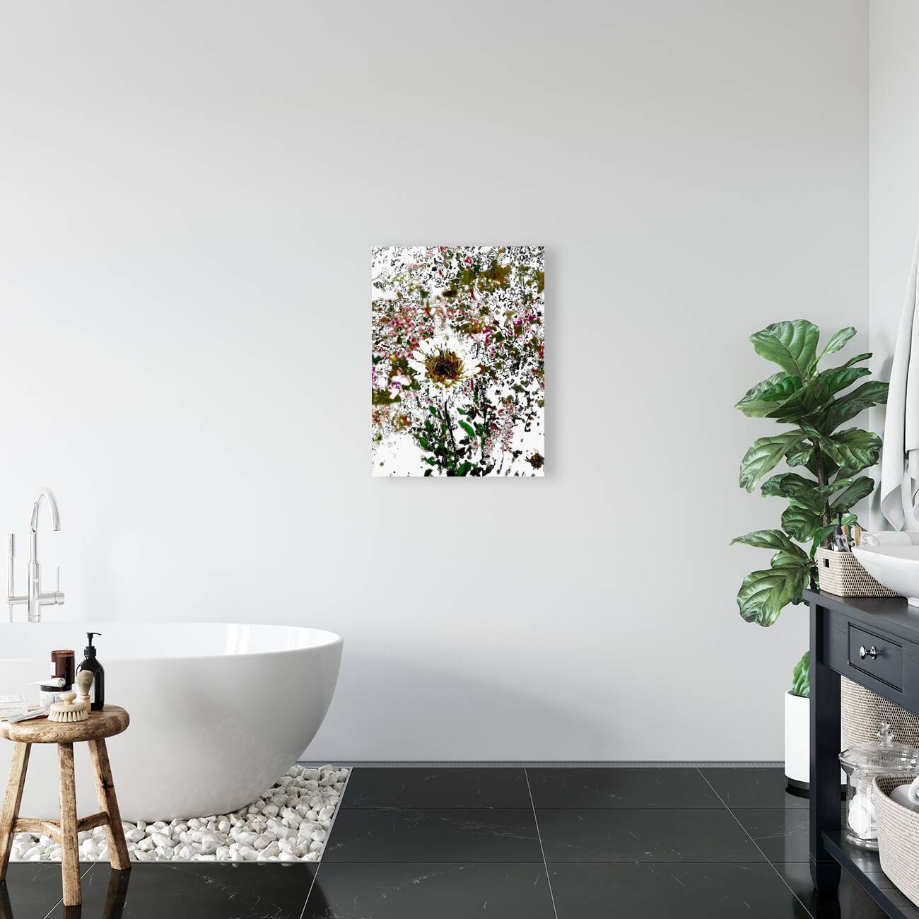 Abstract Green and White Daisy Flower Reproduction