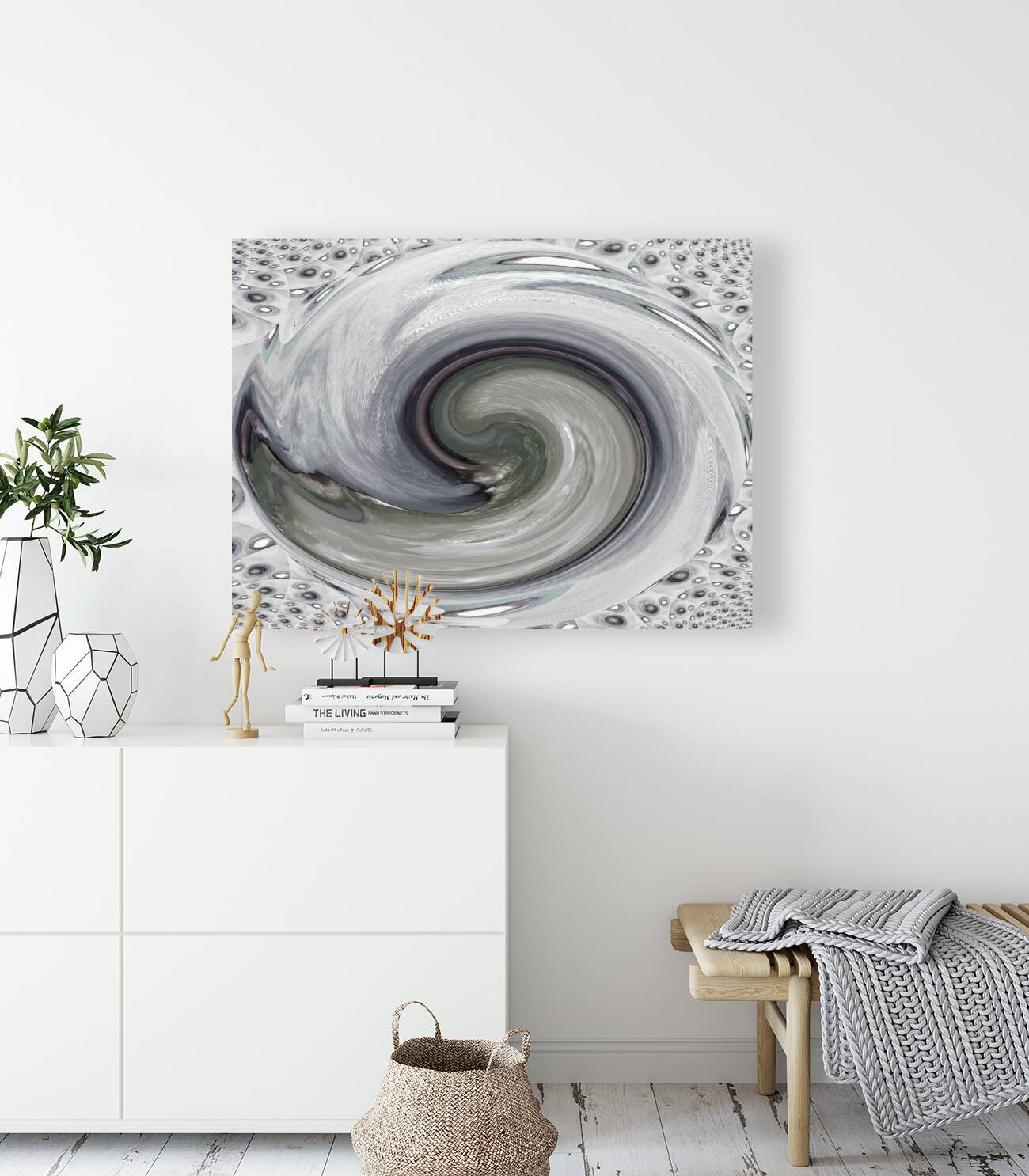 Abstract Silver Acrylic Circles Reproduction
