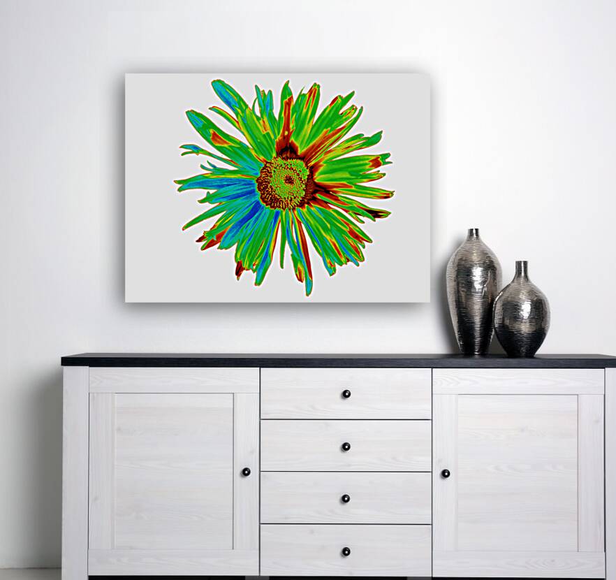 Abstract Neon Psychedelic Daisy Flower Reproduction