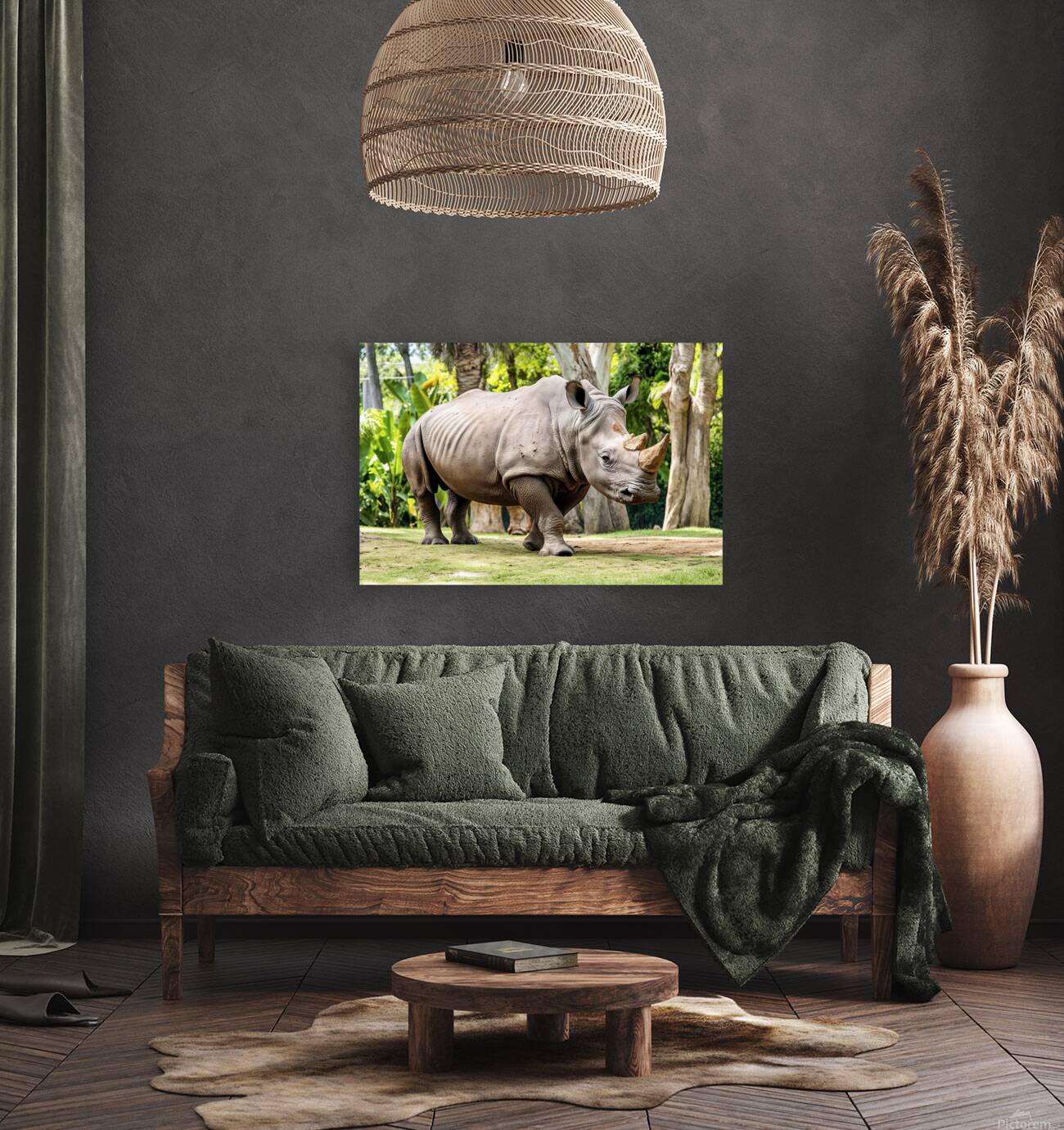 A rhinoceros in what appears to be a zoo or wildl 1722839494.4431 Reproduction