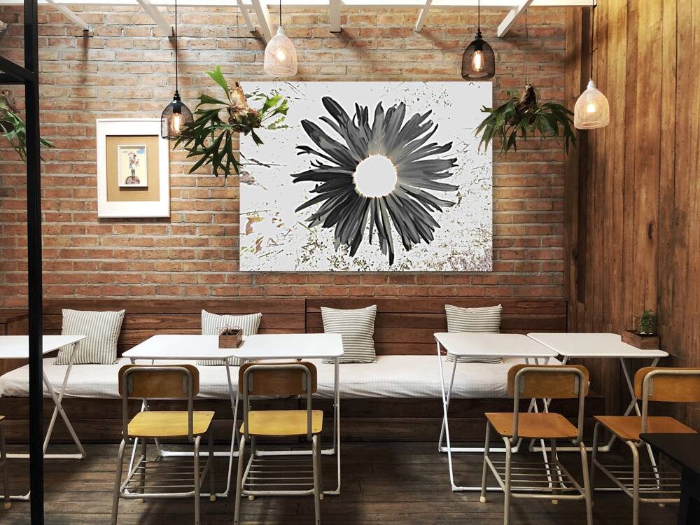 Abstract Dark Daisy Star Light Reproduction