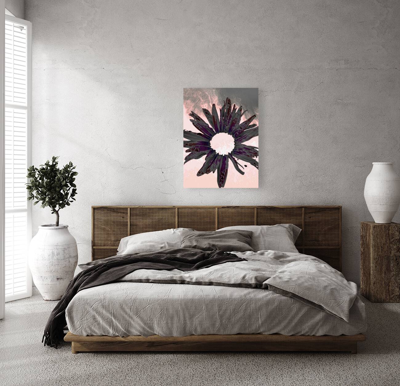 Abstract Fiery Daisy Muted Background Reproduction