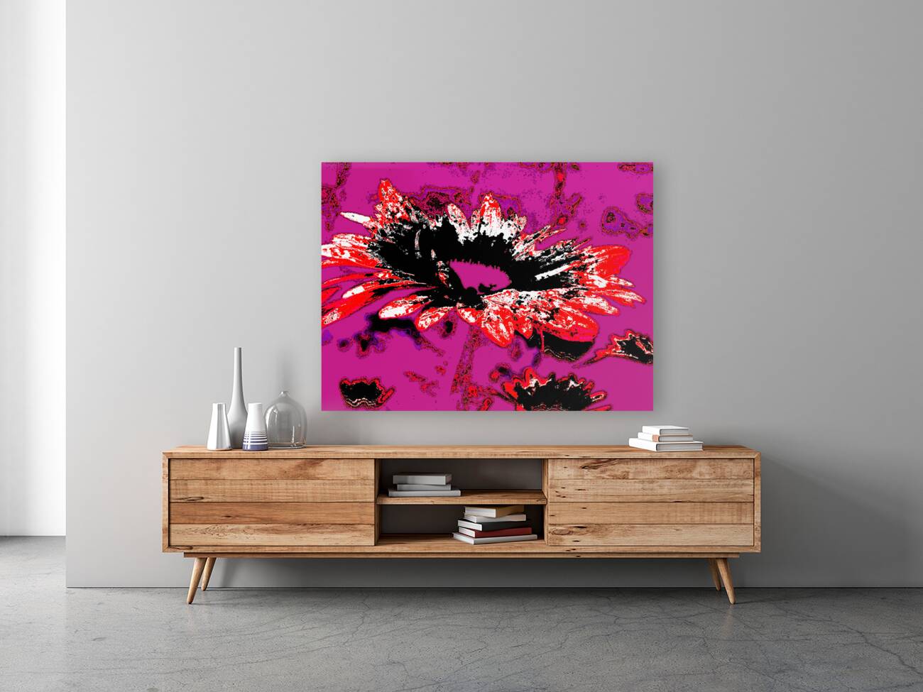 Abstract Red and Black Daisy Flower Reproduction