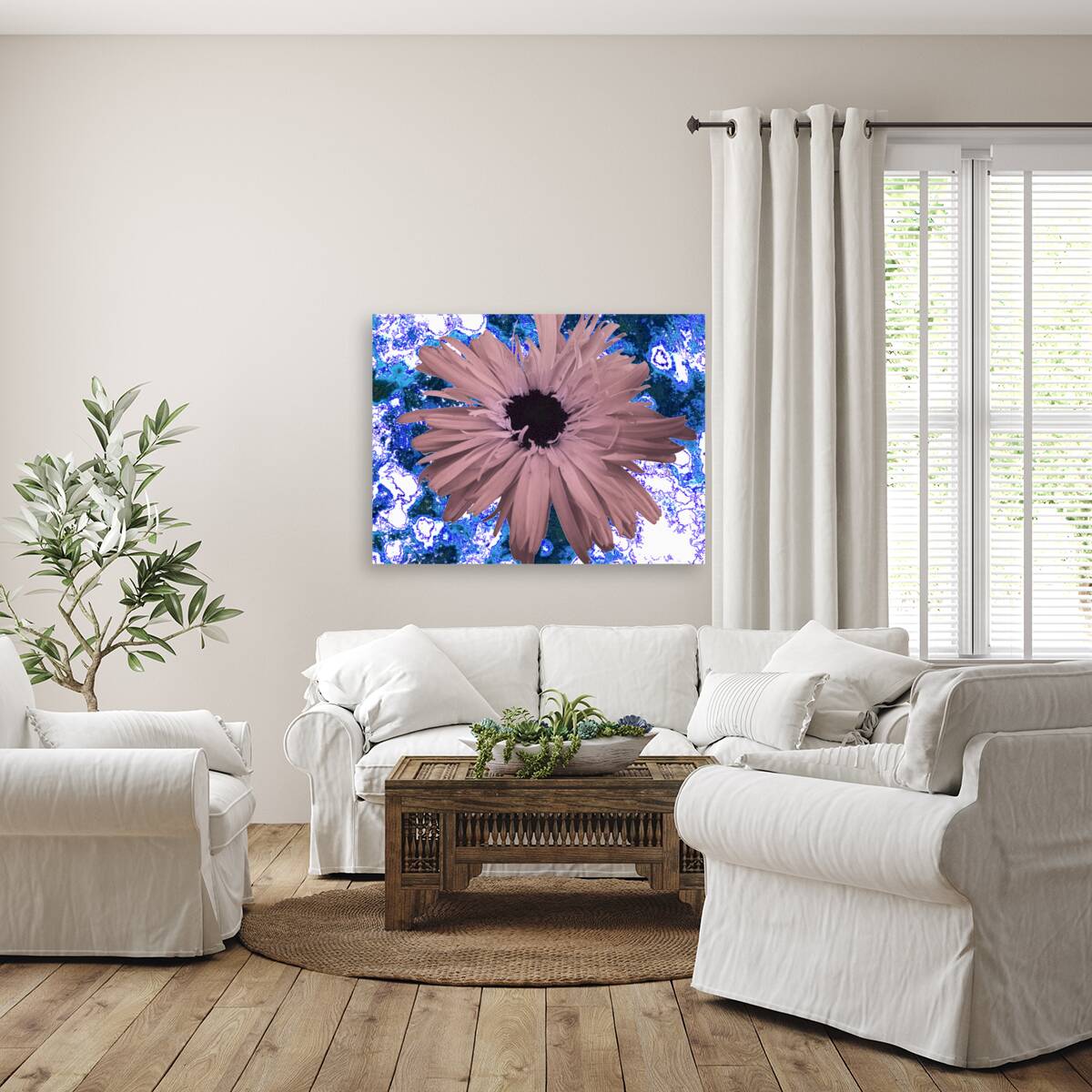 Abstract Pink Daisy Reproduction