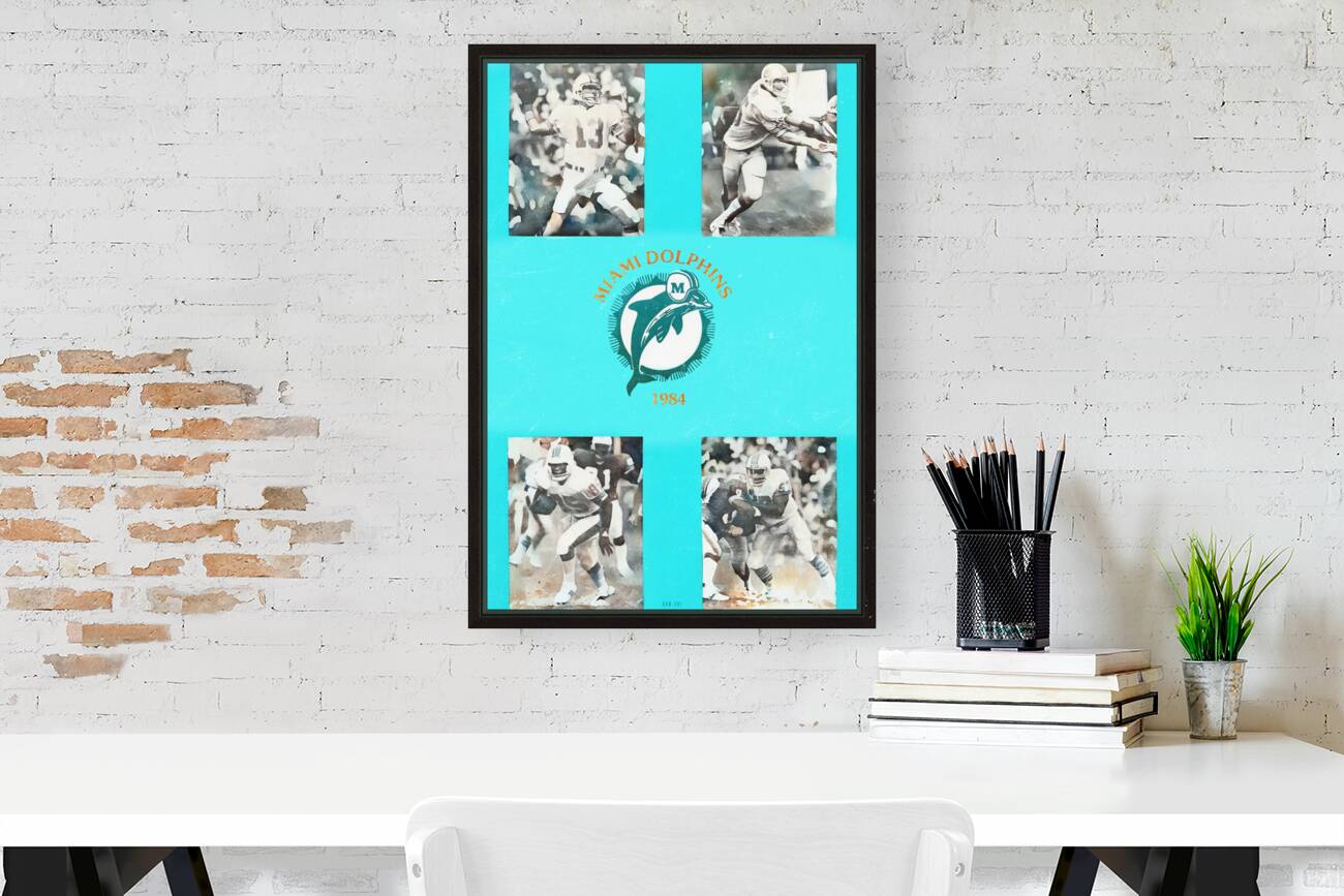 1984 Miami Dolphins Football Art Remix Reproduction