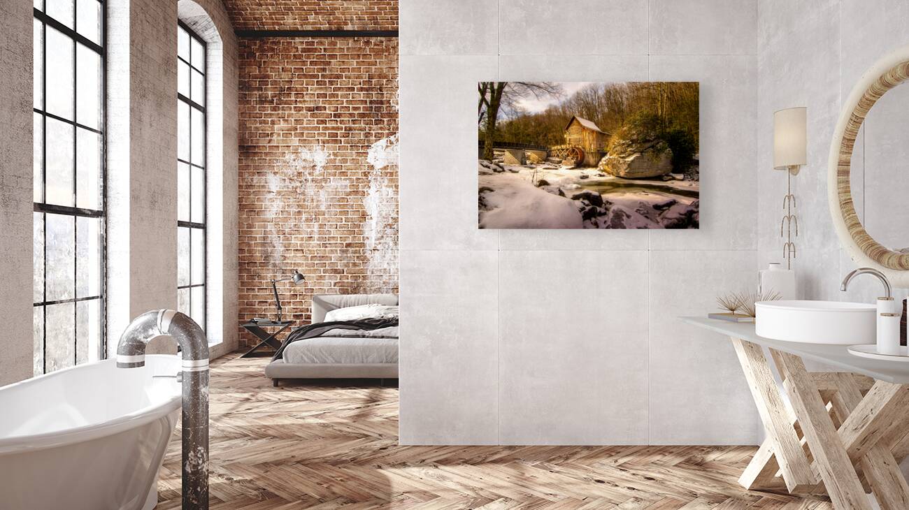 Winter Dressed Glade Creek Mill Reproduction