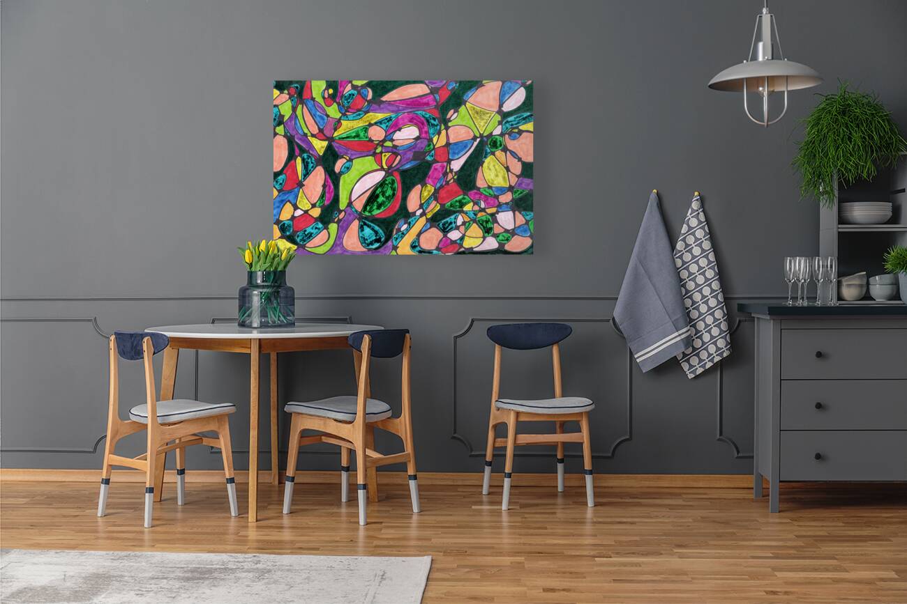 Abstract Colourful Patterned Neurographic Art  Reproduction