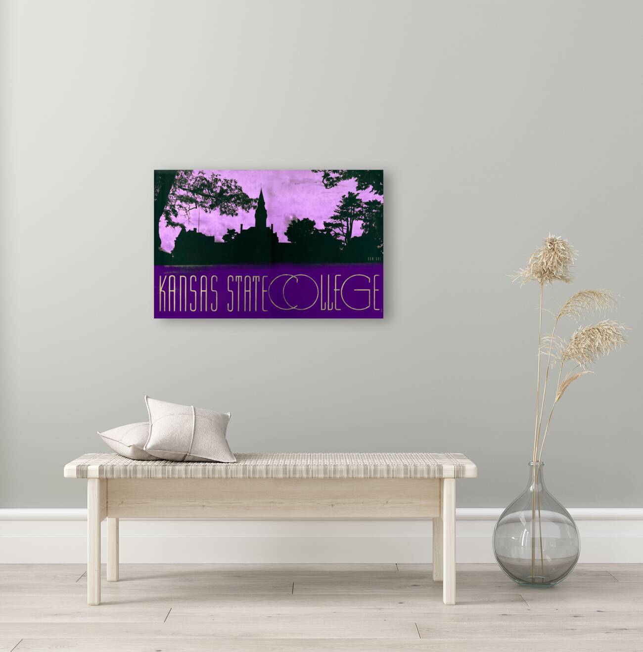 Vintage Kansas State College Campus Art Reproduction