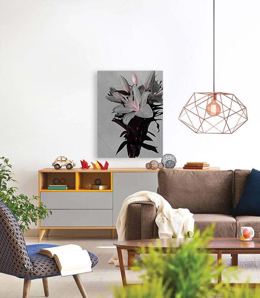 Abstract White Lilies on a Muted Background Reproduction