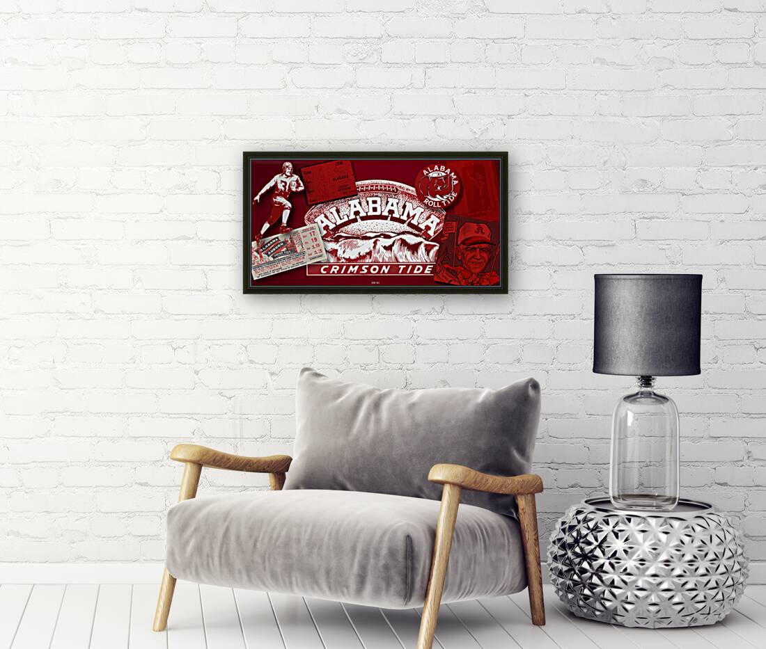 Vintage Alabama Football Memorabilia Collage Art Reproduction