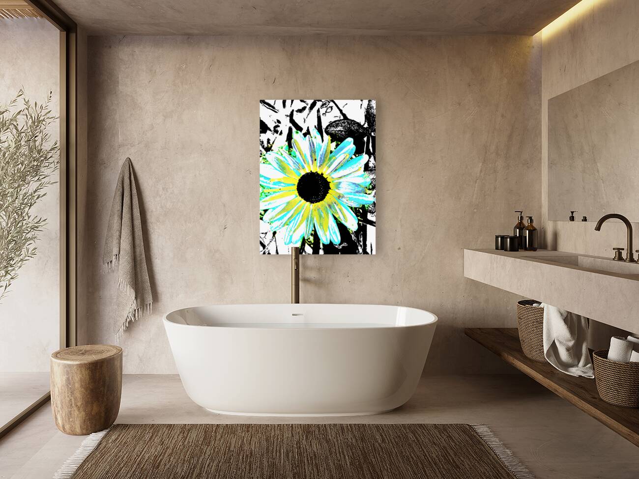 Abstract Vibrant Daisy Reproduction