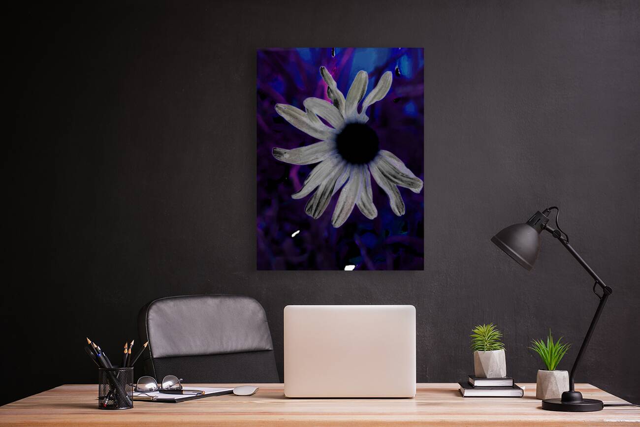 Abstract Neon Dark Daisy Reproduction