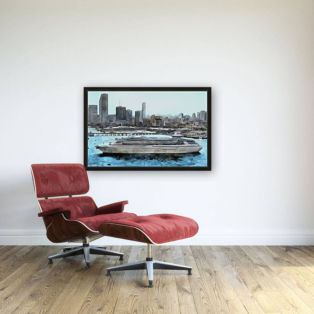 1980s miami cityscape art Reproduction