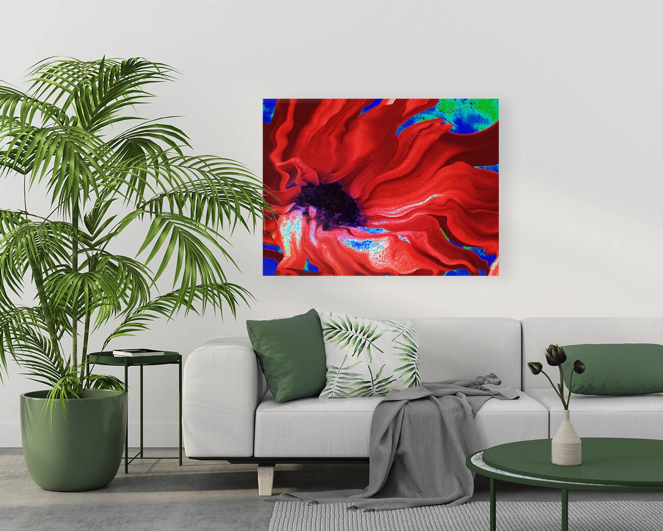 Abstract Dark Centred Red Flowing Daisy Flower Reproduction