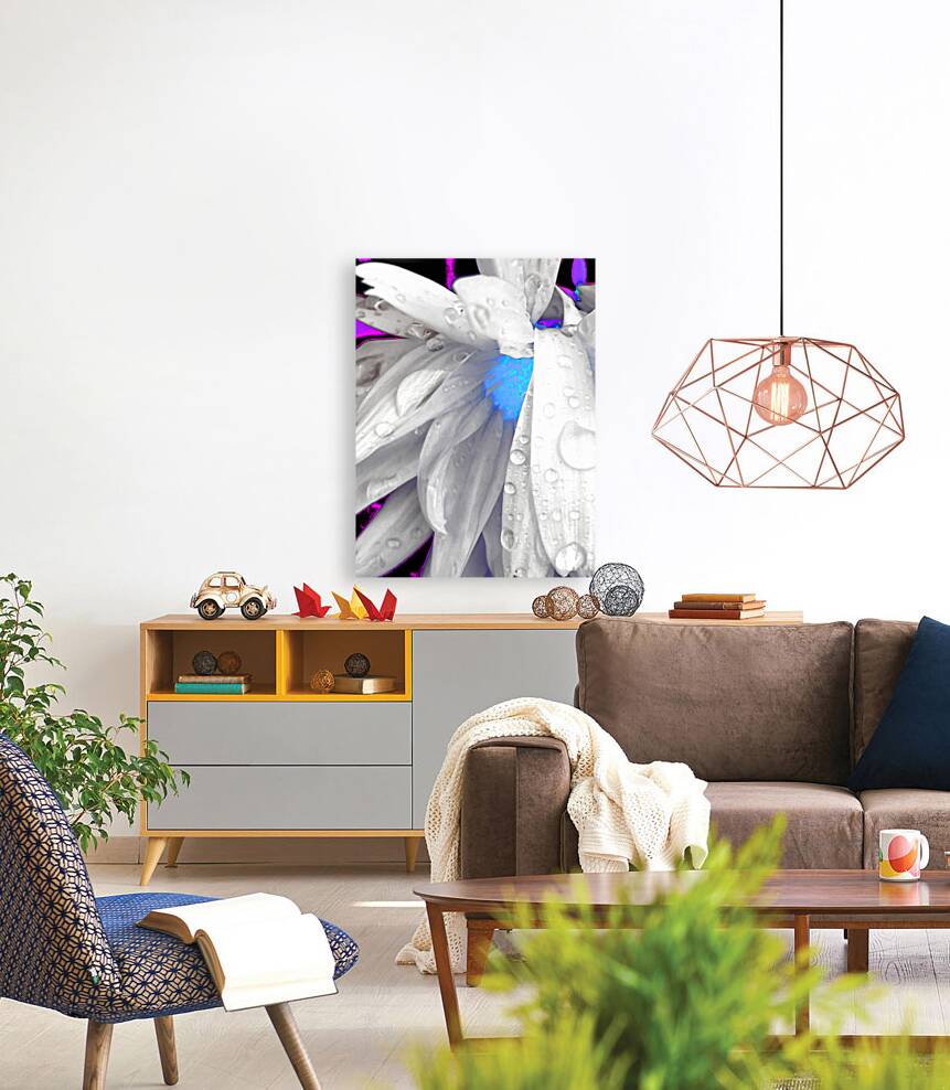 Abstract Daisy Blue Light Reproduction