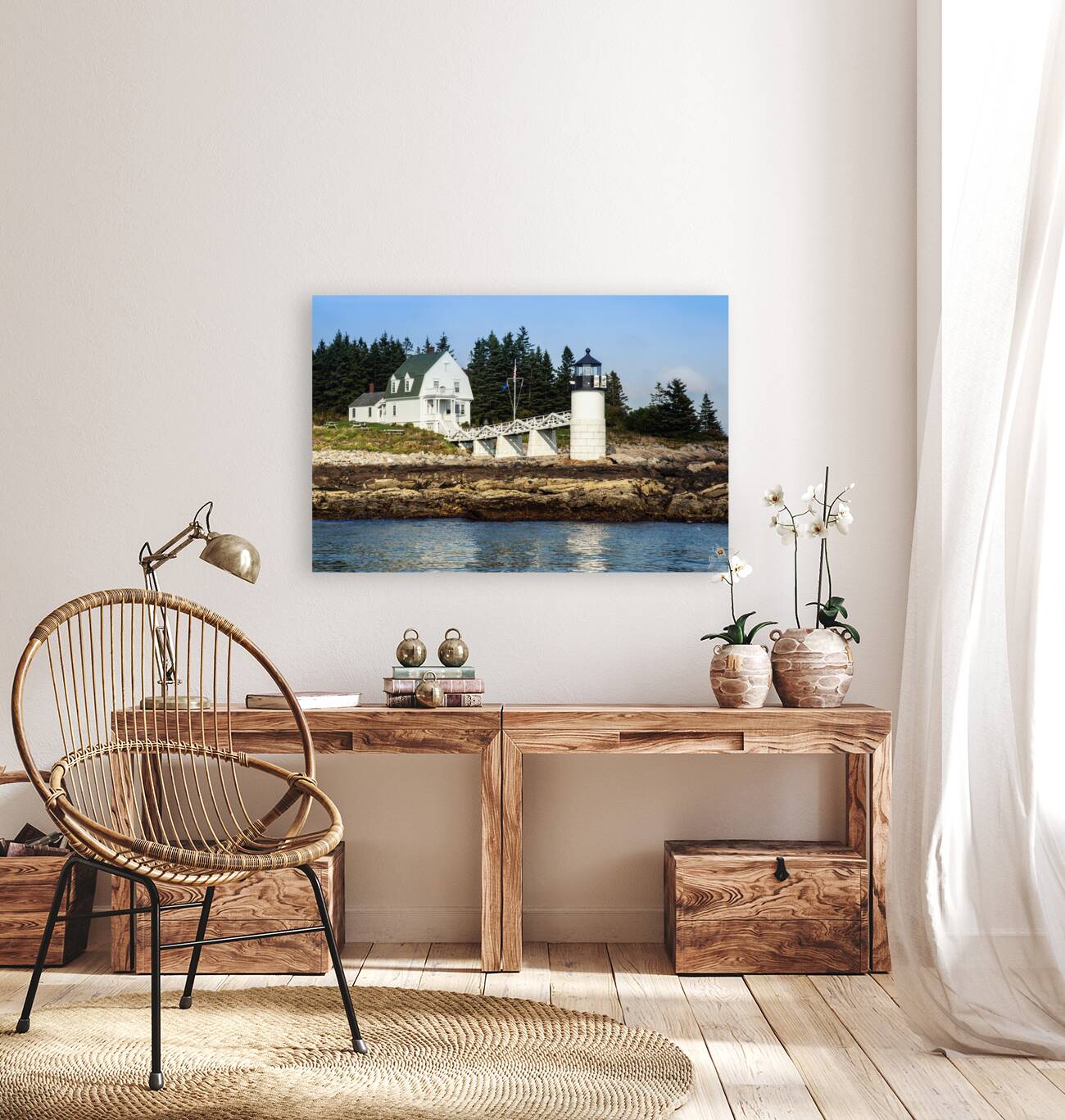 Harbor View of Marshall Point Lighthouse and Keepers Building in Maine Reproduction