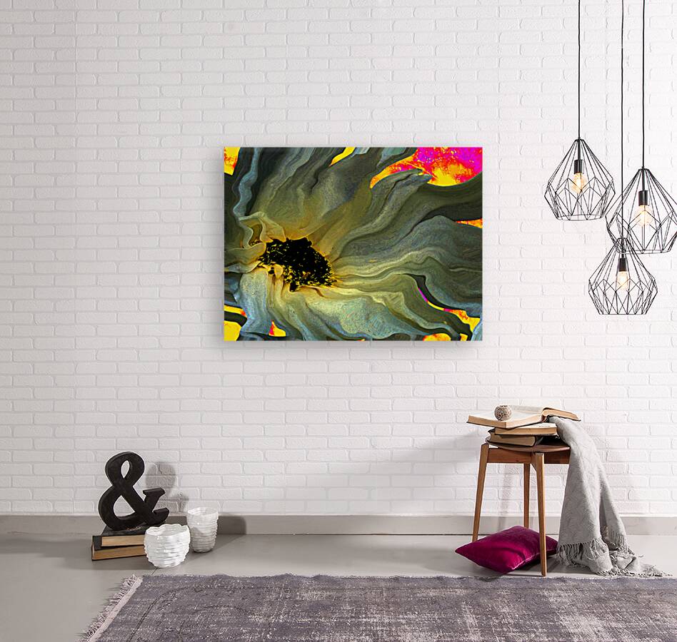 Abstract Daisy in Green and Yellow Reproduction