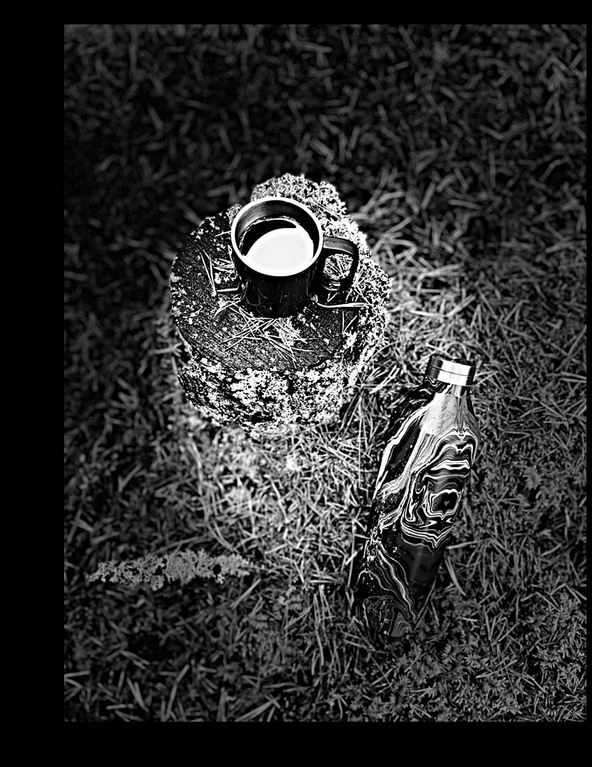 Scenes from the Trail- Outdoor Cafe in Black and White Reproduction