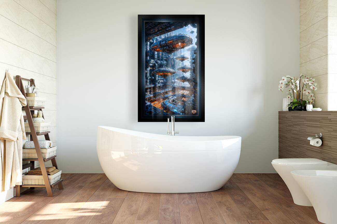 The Galactic Travel Hub Known As The Pellerine Space Port Amazing AI Concept Art by Xzendor7 Reproduction