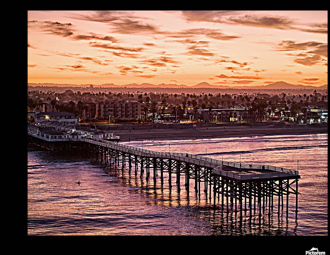 Rose Gold Crystal Pier Sunrise San Diego Reproduction