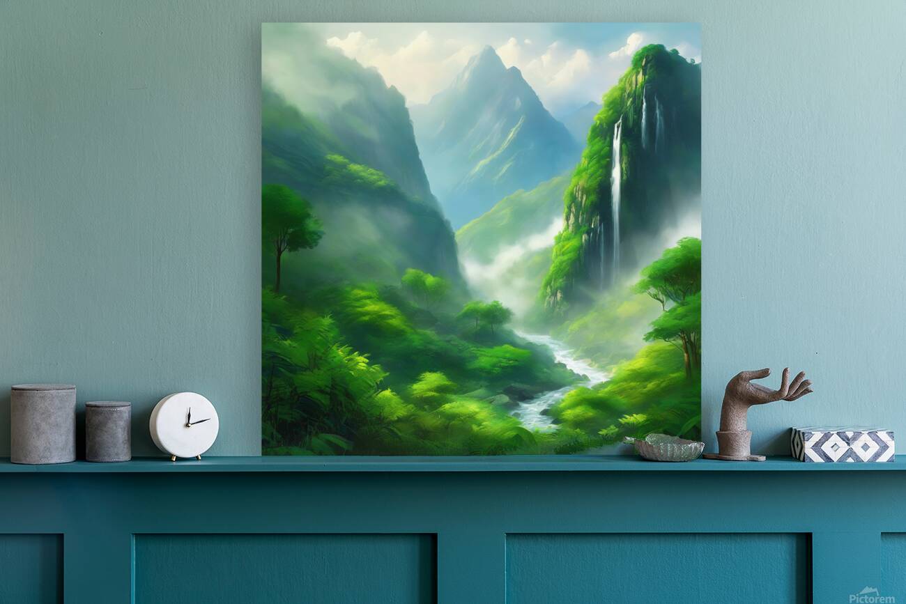 Serenity in the Mountains: A Rainy Day Landscape Reproduction