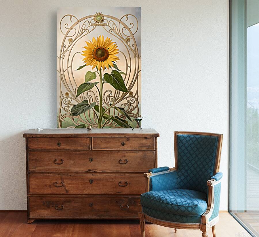 Nature’s Grace: Sunflowers in Art Nouveau Style Reproduction