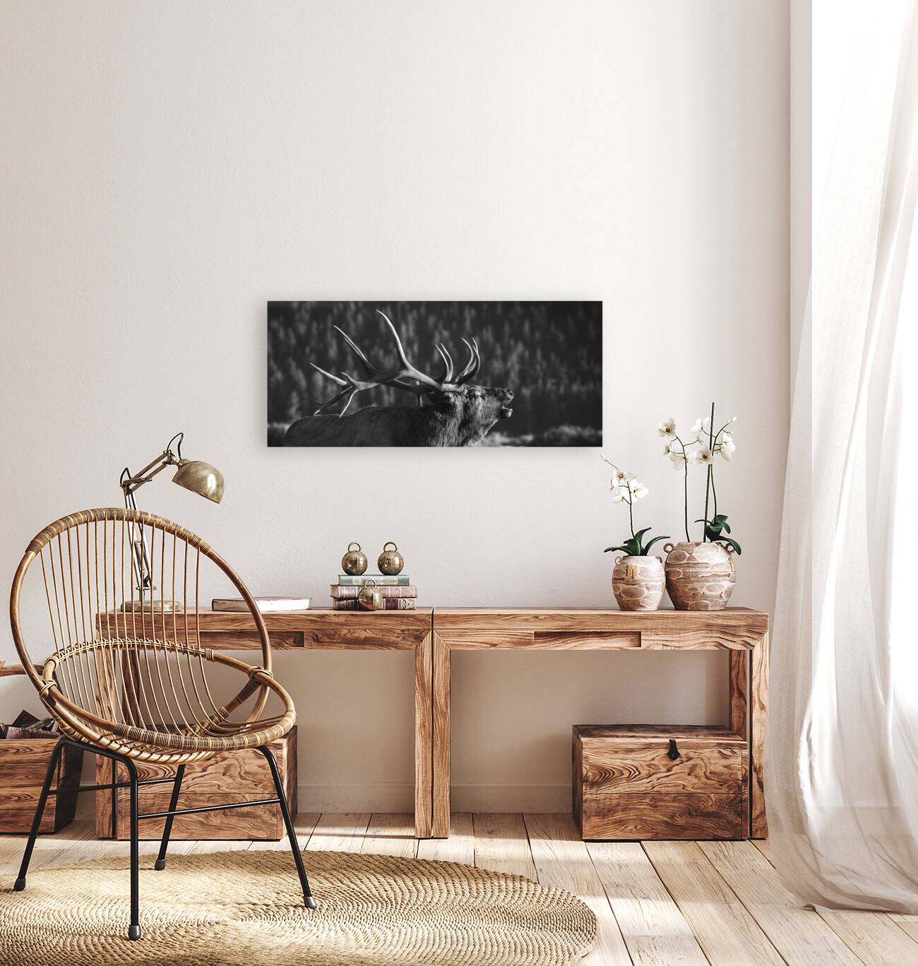 Rutting of the Elks B&W Reproduction