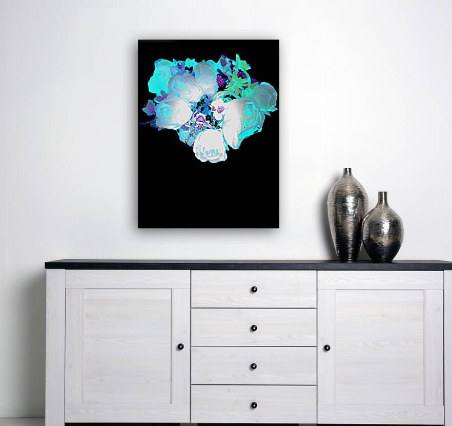 Abstract Blue Green Rose Bouquet Reproduction