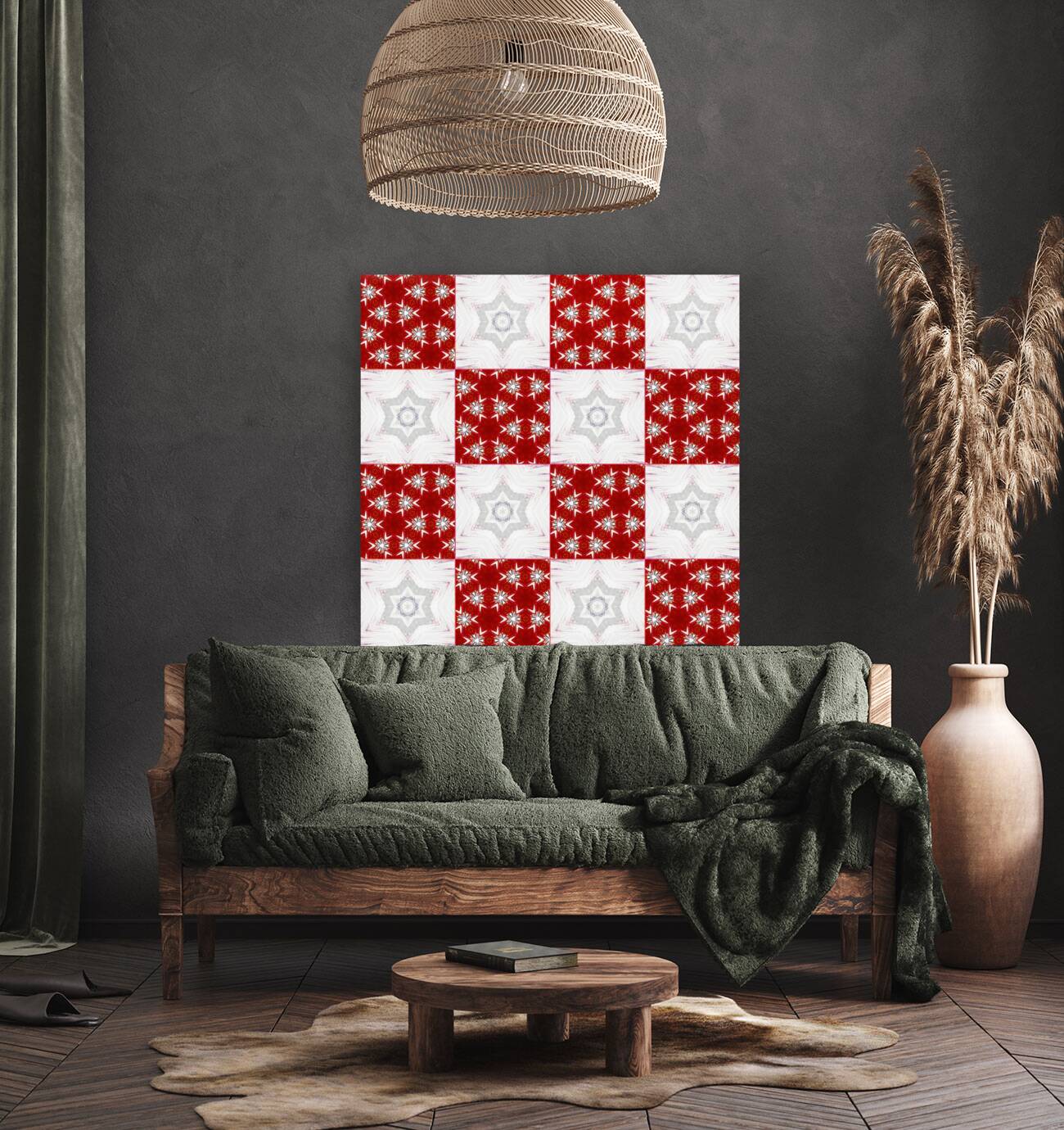 Abstract Pale Star Patchwork Delight  Reproduction