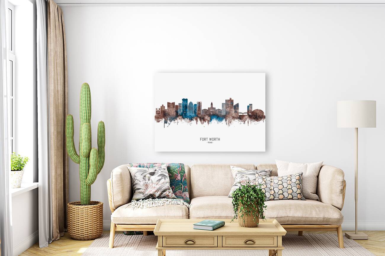 Fort Worth Texas Skyline Sepia Reproduction