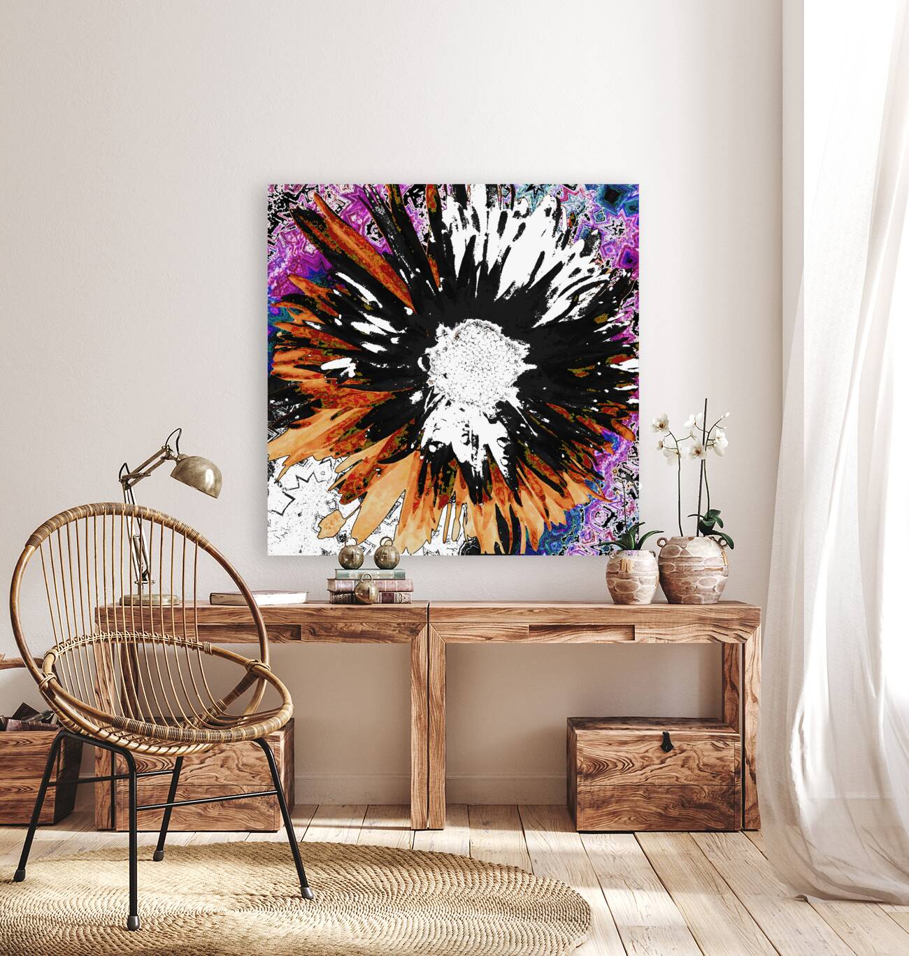 Abstract Dynamic Daisy Flower Reproduction